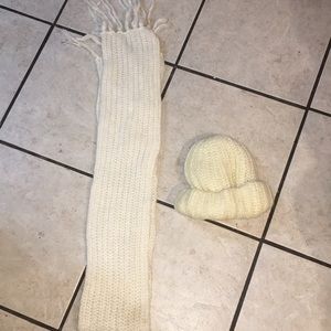 Cream color winter hat and scarf set